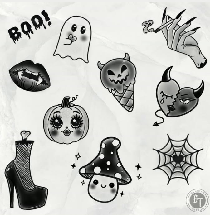 Halloween flash-vel met spookjes, pompoenen en schedeltjes