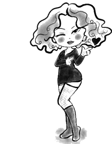 Emily, de artiest van Ellixym, als tekening